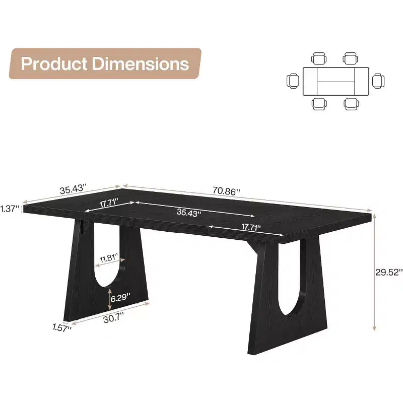 Table à manger pour 6 à 8 personnes, Table de cuisine moderne de 180 cm pour dîner, pour salle à manger, salon