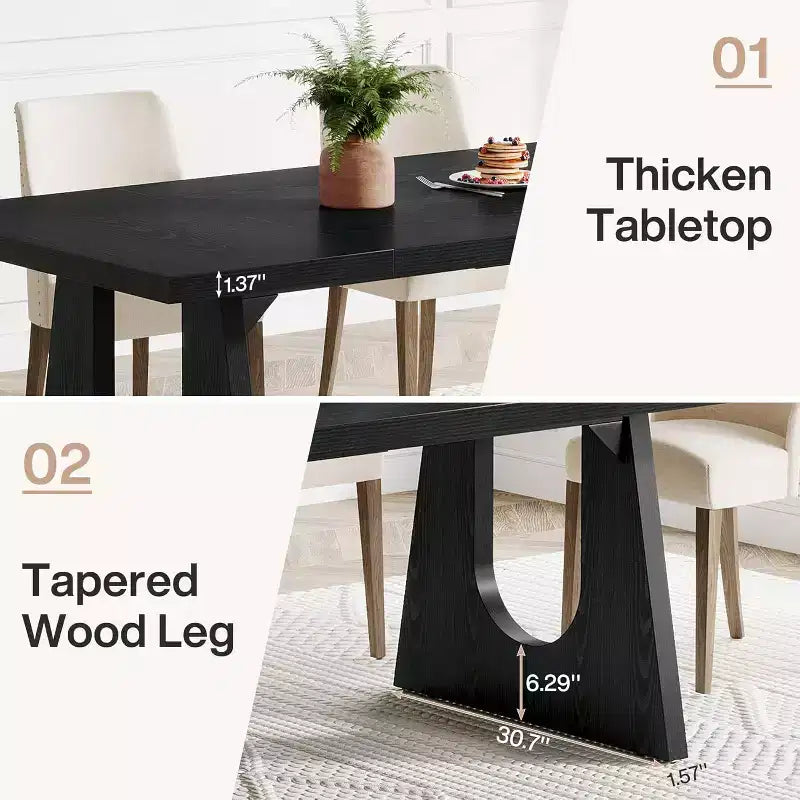 Table à manger pour 6 à 8 personnes, Table de cuisine moderne de 180 cm pour dîner, pour salle à manger, salon
