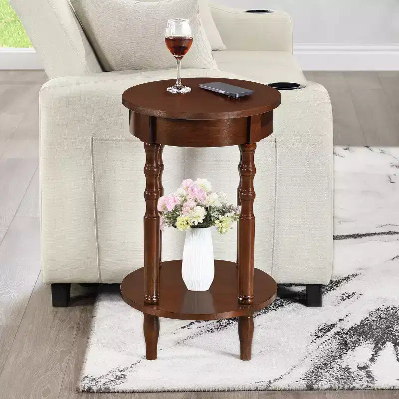 Table d'appoint de 24 po de hauteur, couleur marron, dessus de table ovale en MDF (panneau de fibres à densité moyenne) - 1 pièce