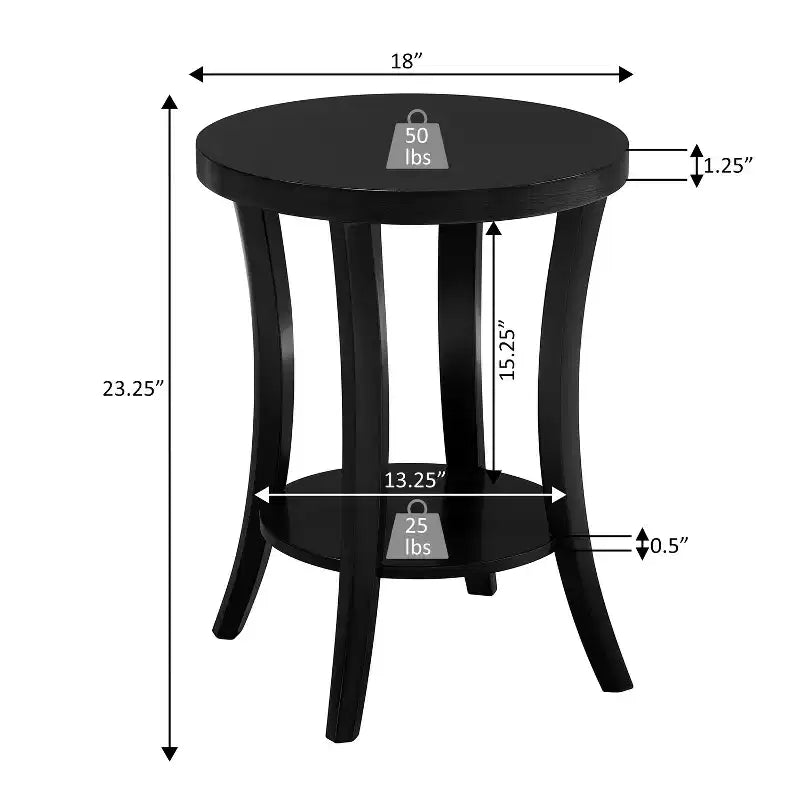 Table d'appoint ronde en bois, coloris blanc, de 23,25 po H, 1 pièce