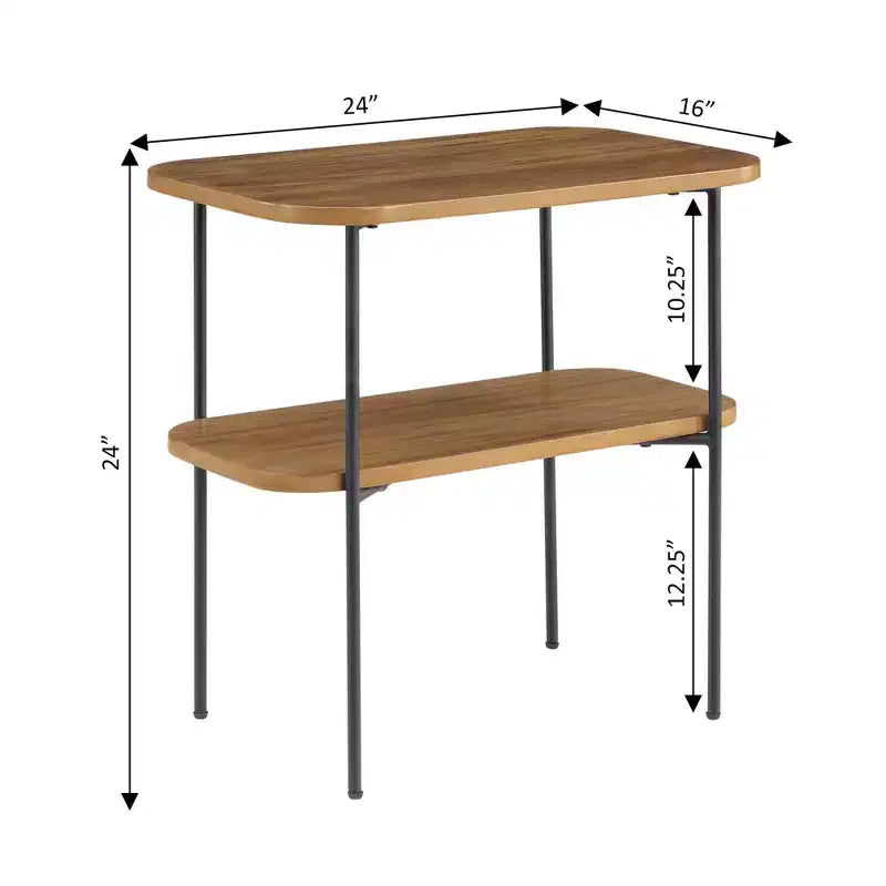 Table d'appoint rectangulaire en bois, couleur marron, de 61 cm de hauteur, 1 pièce