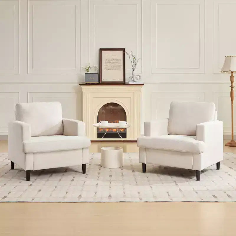 Fauteuil d'appoint moderne, Fauteuil de salon surdimensionné, Fauteuil de lecture du milieu du siècle avec coussins épais et accoudoirs larges, Fauteuil rembourré en lin