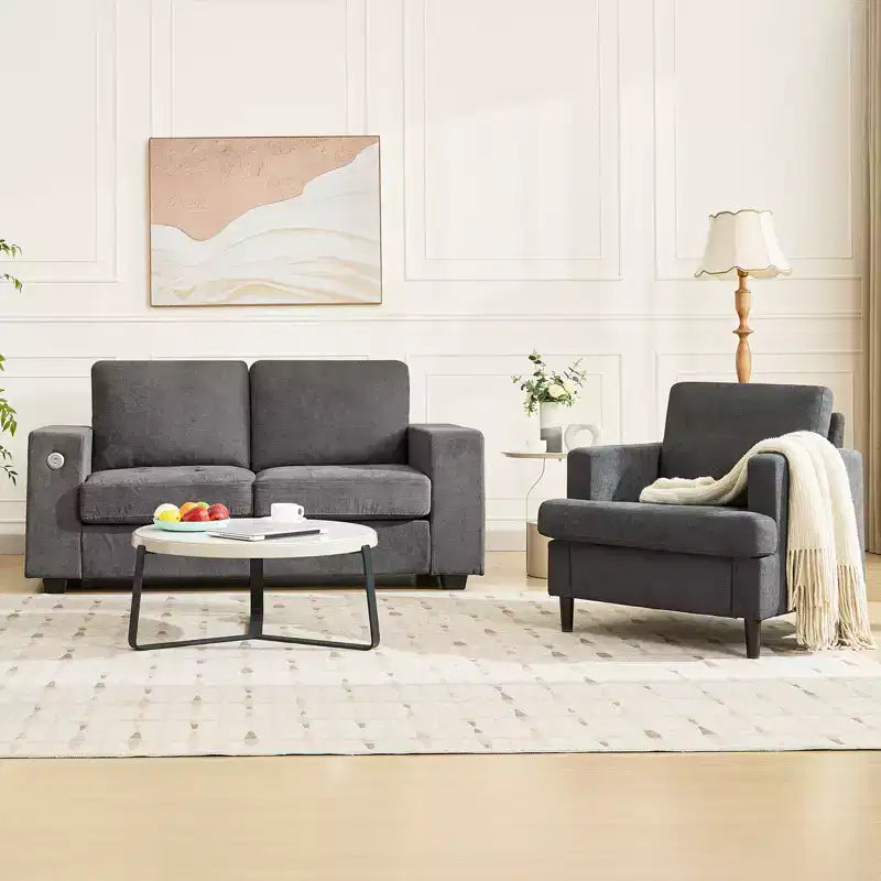 Fauteuil d'appoint moderne, Fauteuil de salon surdimensionné, Fauteuil de lecture du milieu du siècle avec coussins épais et accoudoirs larges, Fauteuil rembourré en lin