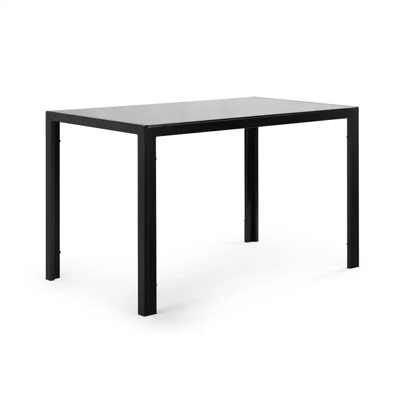 Table de salle à manger moderne Edwin avec plateau en verre trempé