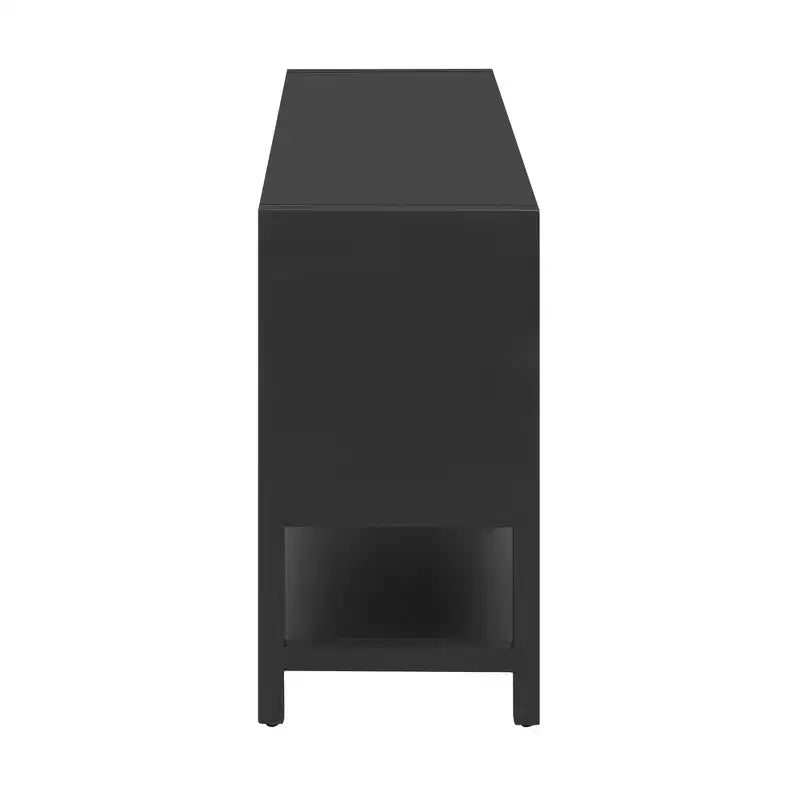 Console longue moderne de 151,4 cm avec grand espace de rangement, table d'entrée avec 4 portes et poignées métalliques, table d'appoint pour salon