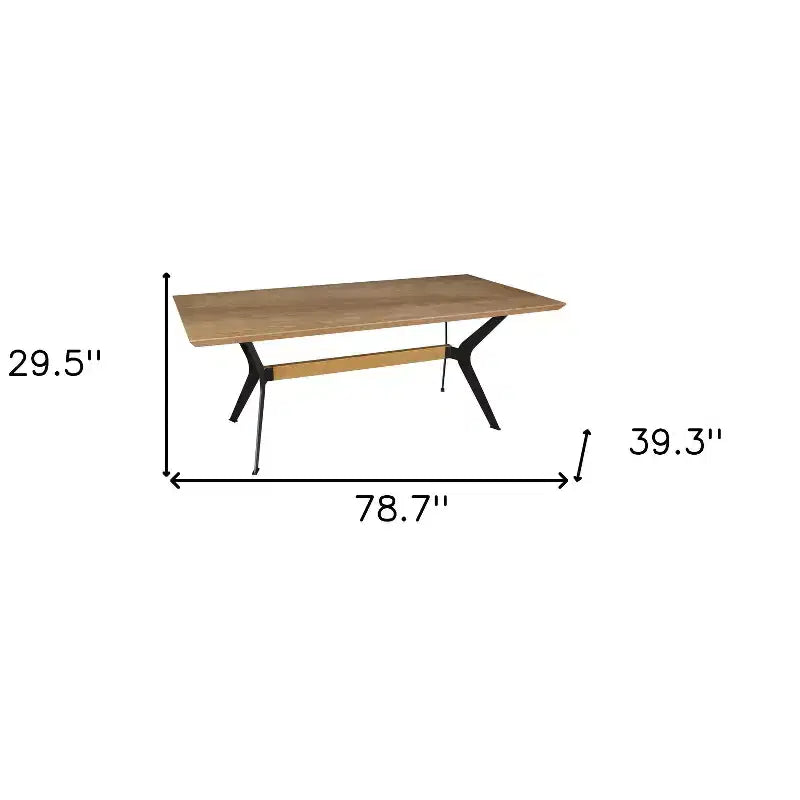79 Table à manger à tréteaux en bois et métal marron et rouge