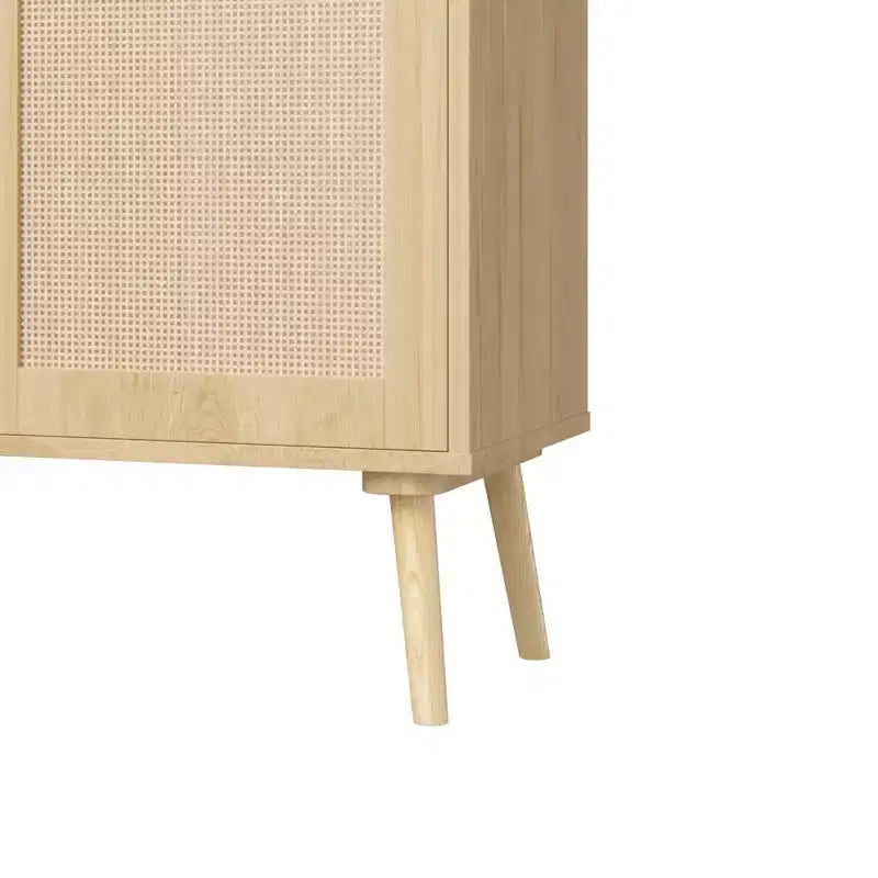 Commode à 3 tiroirs en rotin et bois, meuble de rangement