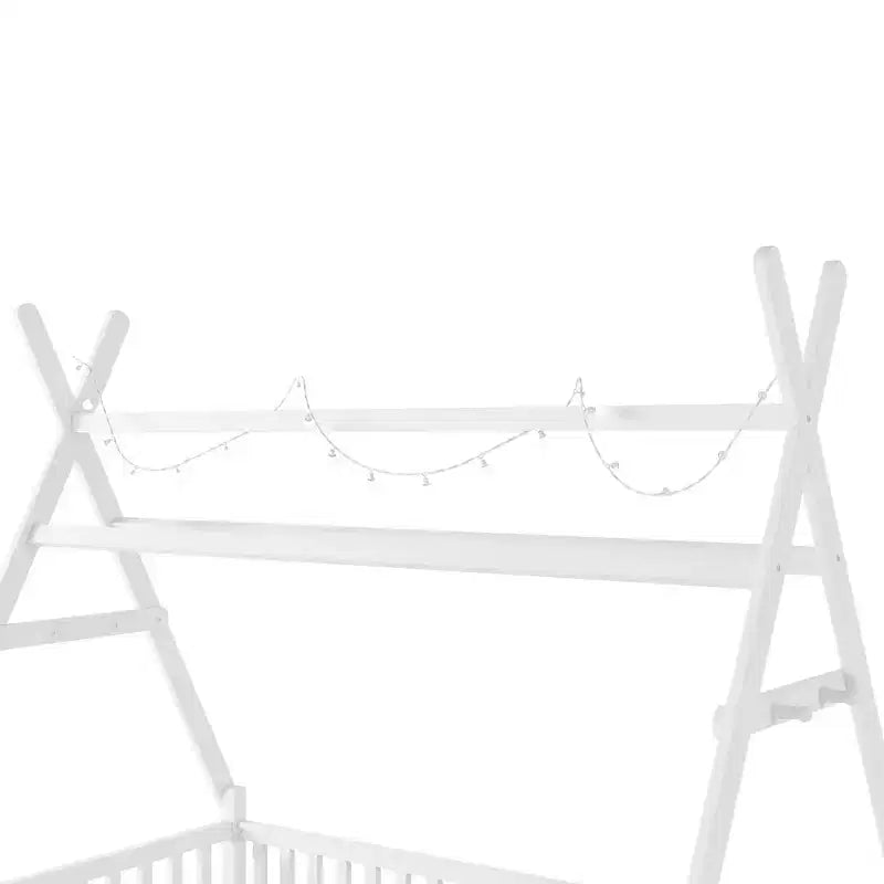 Lit cabane jumeau avec lumière, lit cabane au sol avec clôture et toit, conception de sécurité