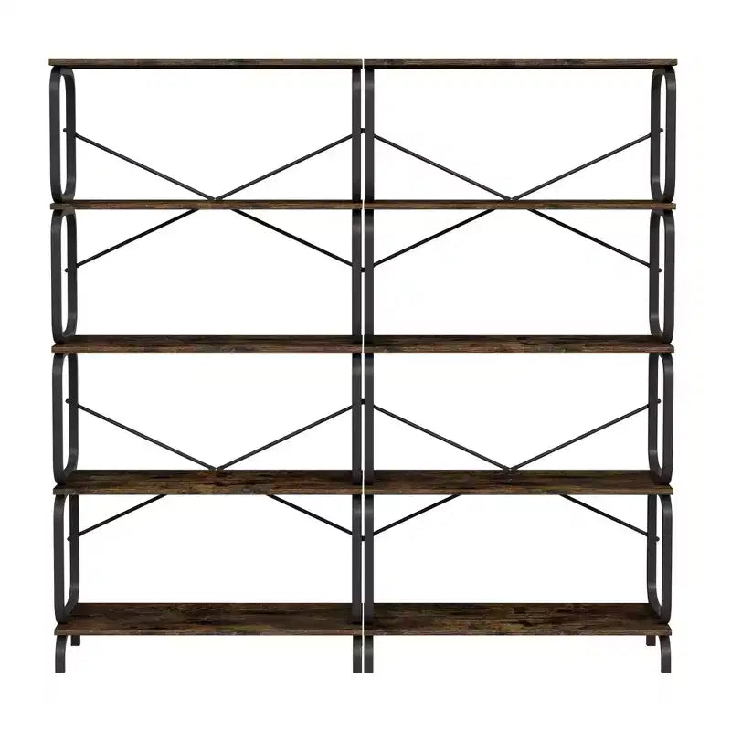 Étagère industrielle à 5 niveaux, Bibliothèque haute rustique, Organisateur de rangement vintage, Étagère de rangement utilitaire polyvalente
