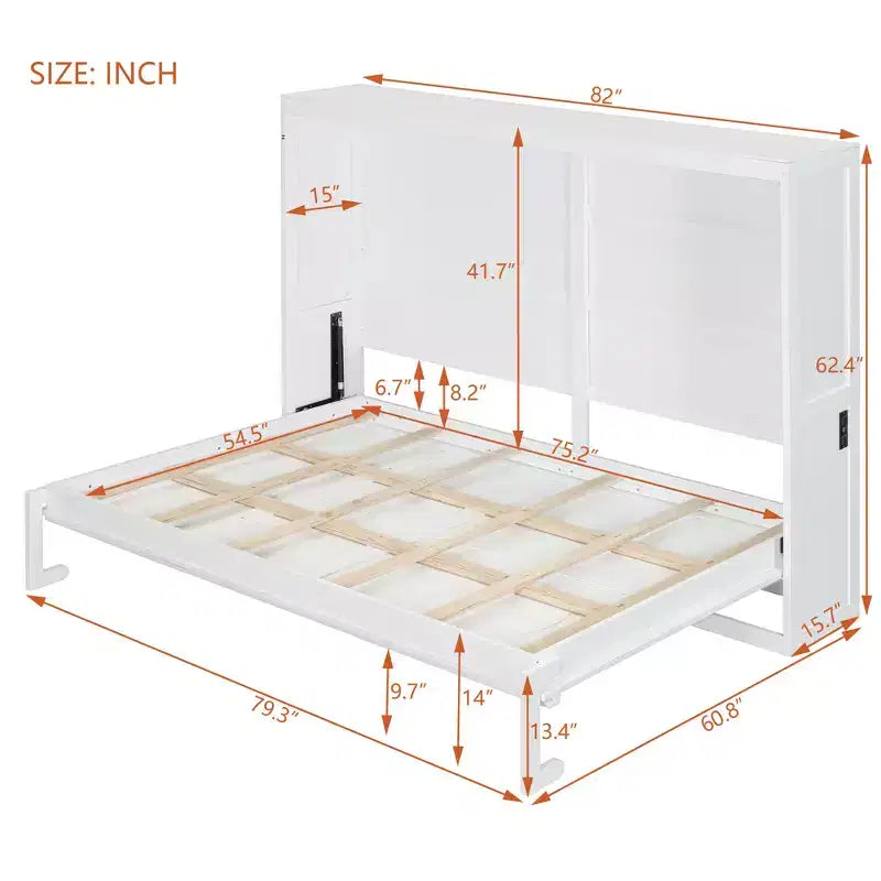 Lit escamotable avec prise intégrée et ports USB