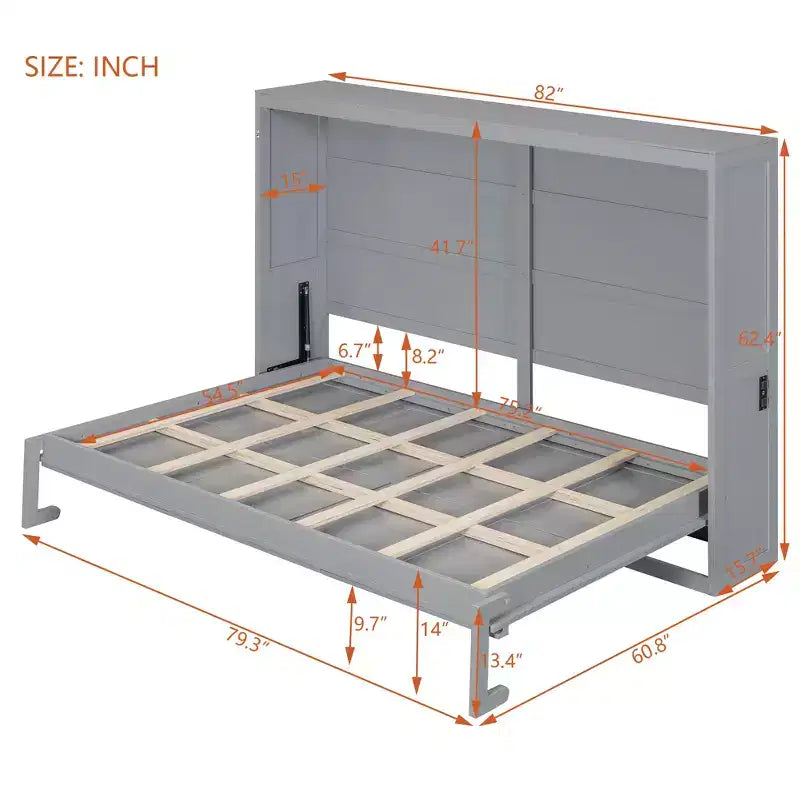 Lit escamotable avec prise intégrée et ports USB