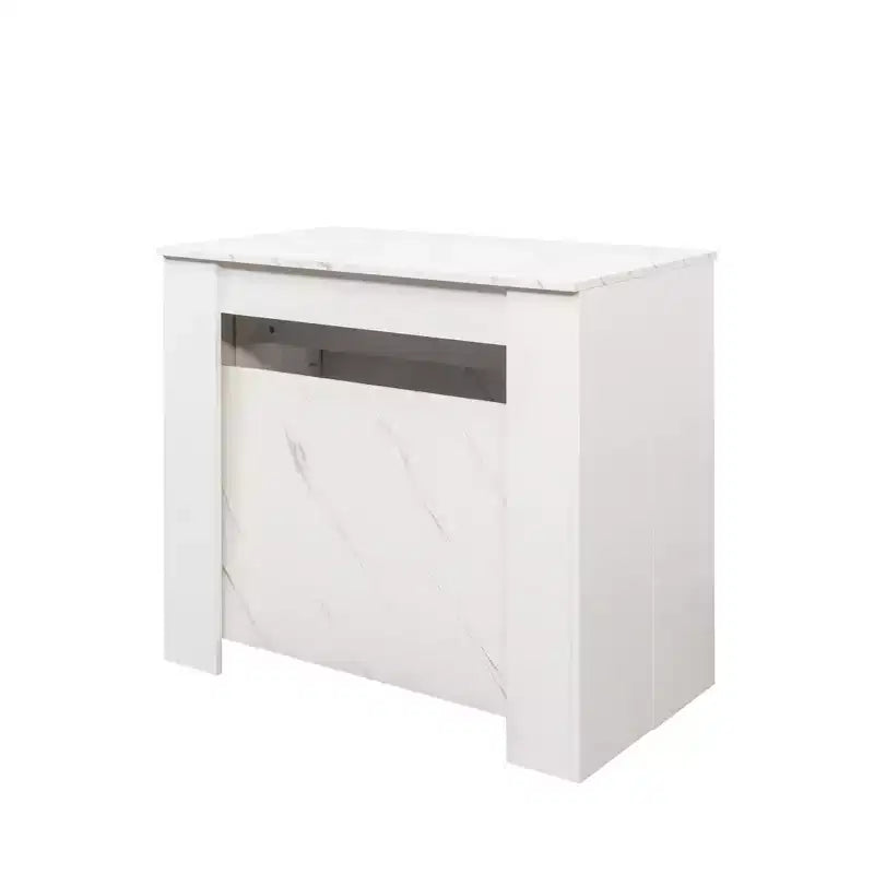 Table de salle à manger moderne extensible 118IN avec peinture marbrée, ensemble table pliante pour 6 personnes, table de cuisine pour salon, salle à manger, blanc