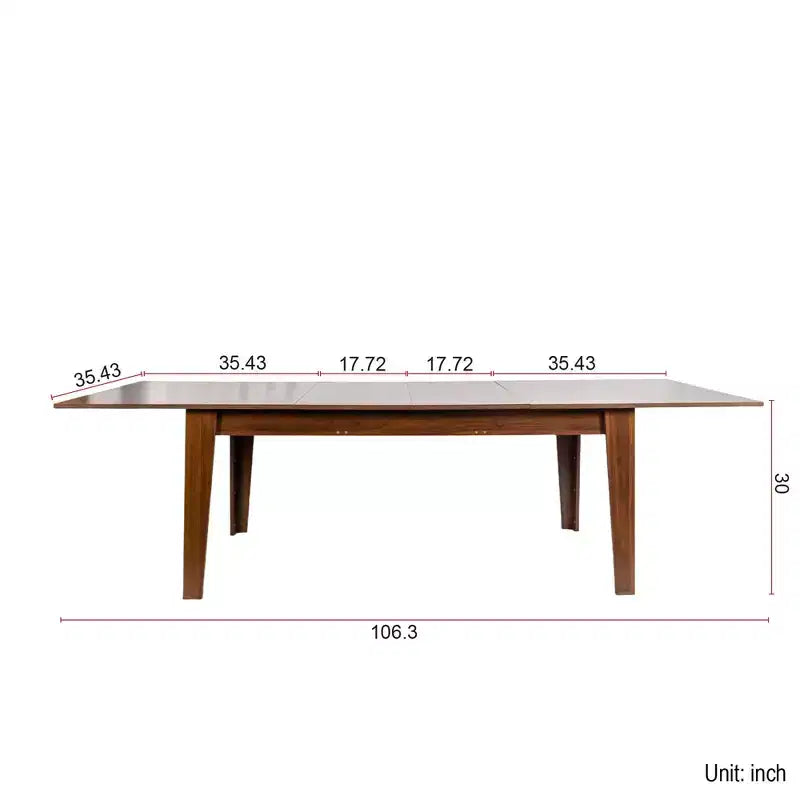 Table de cuisine extensible moderne de 270,5 cm avec grand plateau, table à manger avec pieds épais, table pliable pour salon, salle à manger, noyer