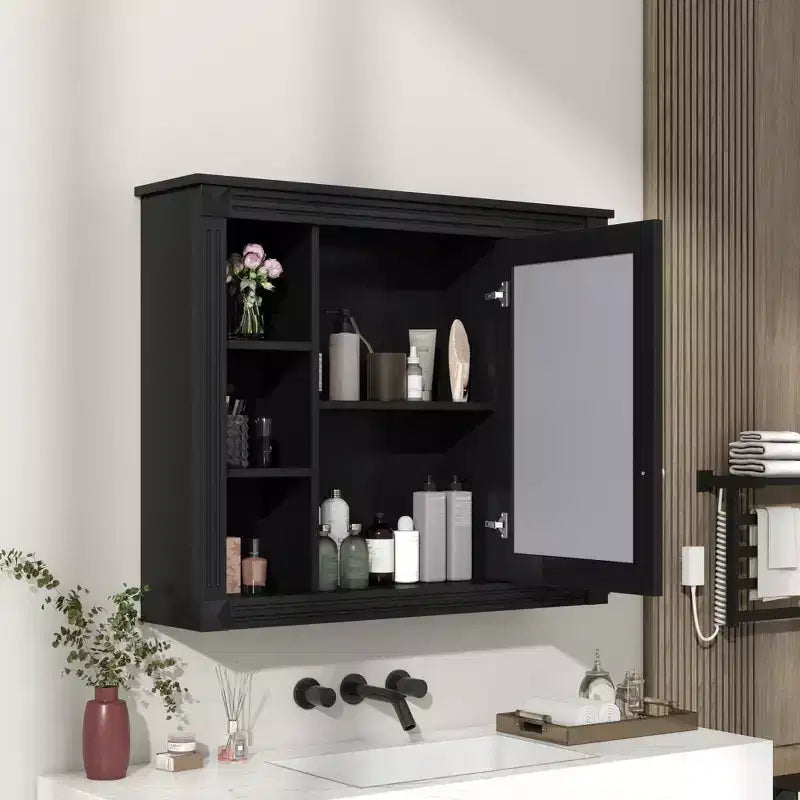 Armoire à pharmacie rectangulaire à fixation en surface de 35 po L x 28 po H avec miroir, miroir haute définition, grand espace de rangement