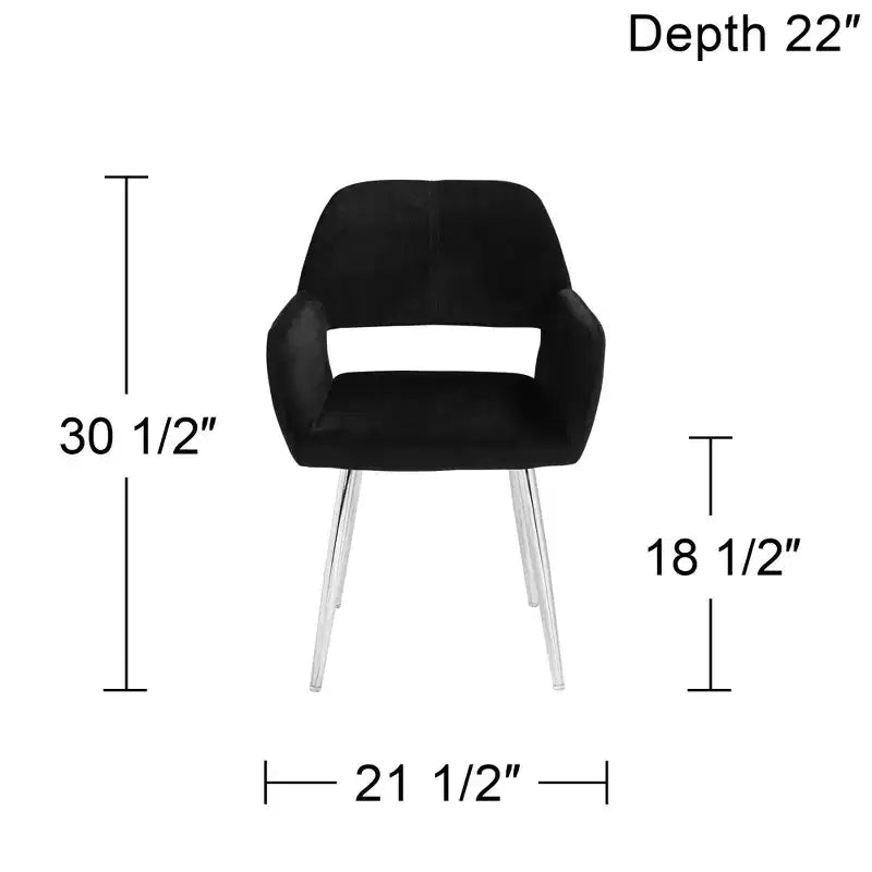 Chaise de salle à manger moderne Martin en tissu noir