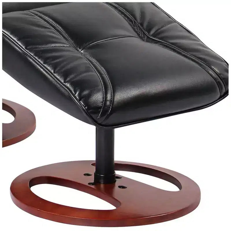 Fauteuil inclinable en cuir avec ottoman pivotant noir Fauteuil moderne Ergonomique Manuel Inclinable Réglable Chambre Salon