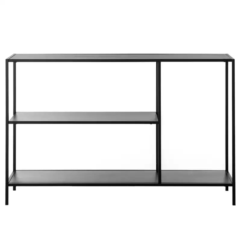 Console moderne en métal avec étagères ouvertes, pour salle à manger, entrée et couloir, noire